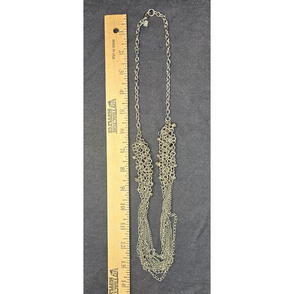 BANANA REPUBLIC Multi Strand Silver Rhinestone Necklace Jewelry Vintage Gift - Picture 4 of 7